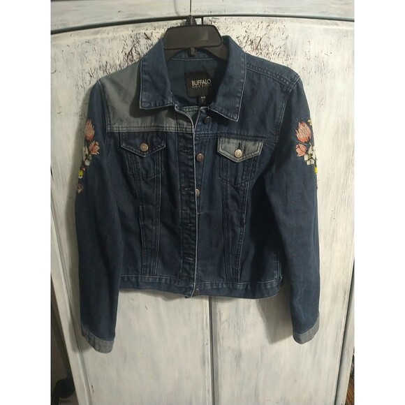 Buffalo David Bitton Embroidered Floral Denim Jacket Md Boho Cottage Core... - Picture 2 of 10